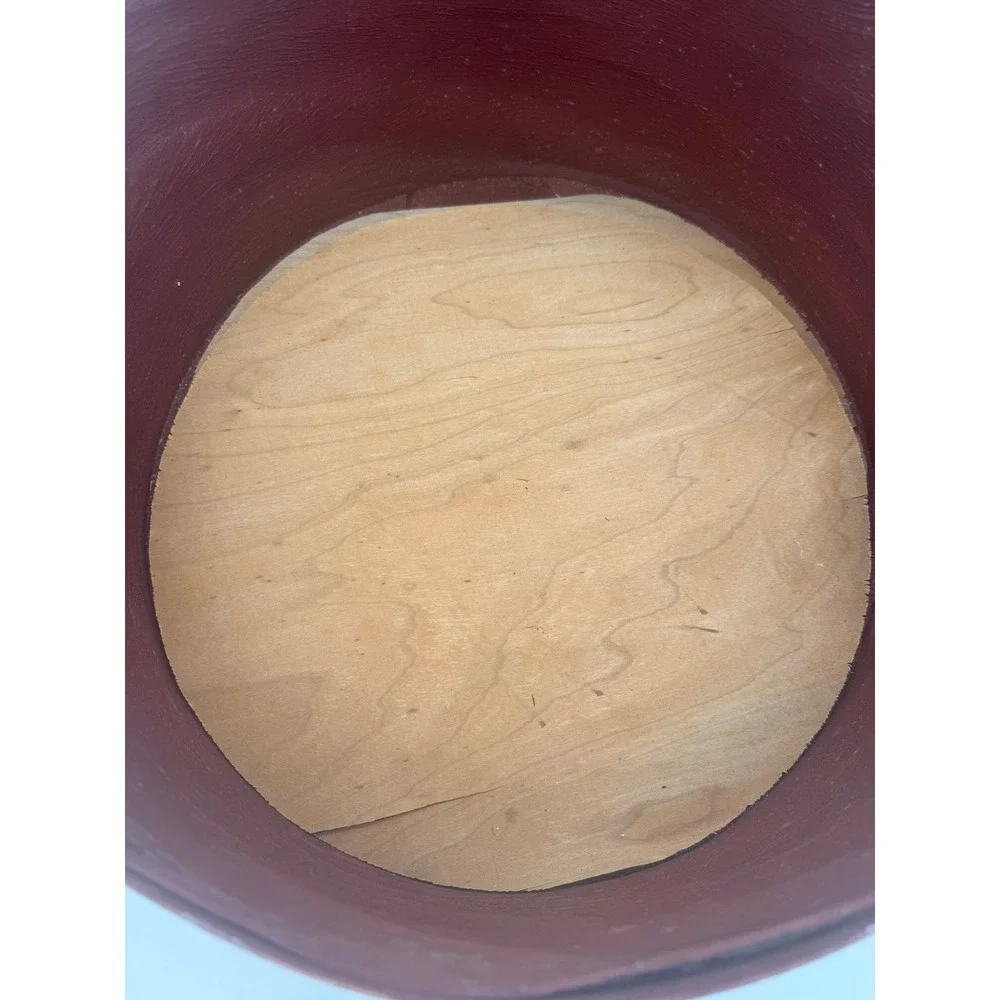 Vintage 1930s Bentwood Hat Box Hand Painted Ivy Leaf Round Storage 15 Inch Wide